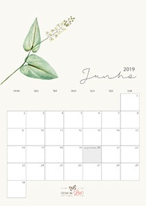 Calendário 2019 junho