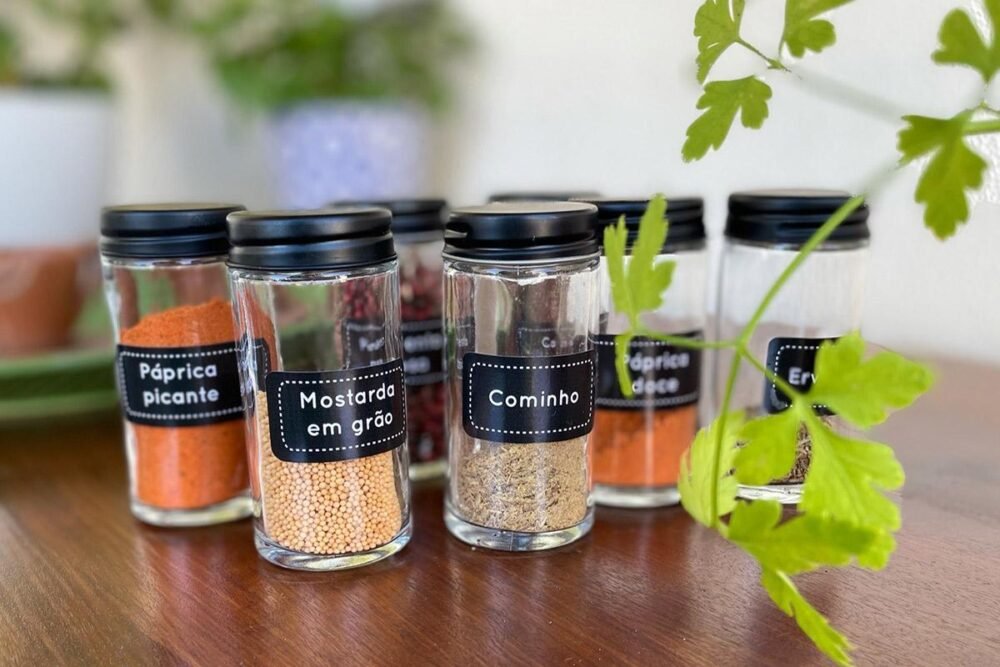 Etiquetas adesivas para temperos retangulares