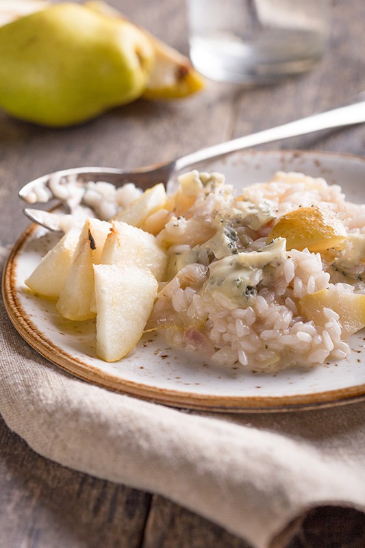 Risoto de pera com gorgonzola