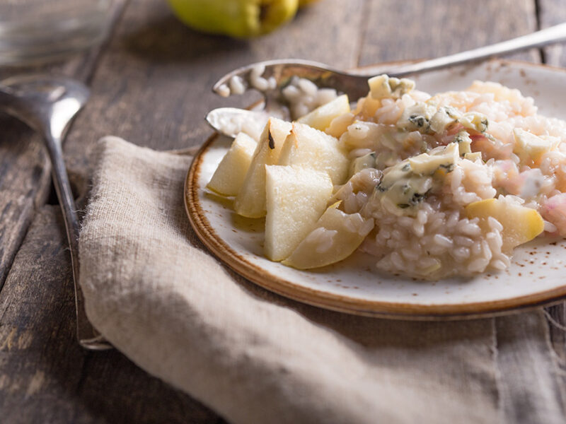 Risoto de pera com gorgonzola