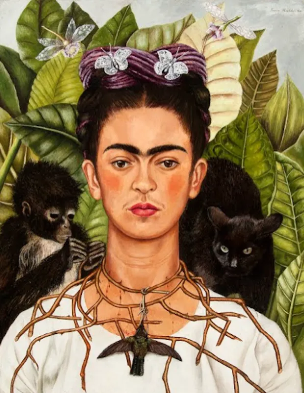 Autorretrato com colar de espinhos e beija-flor - obra de Frida Kahlo