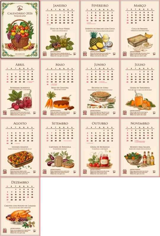 Calendário anual 2026 : Tempo de colher