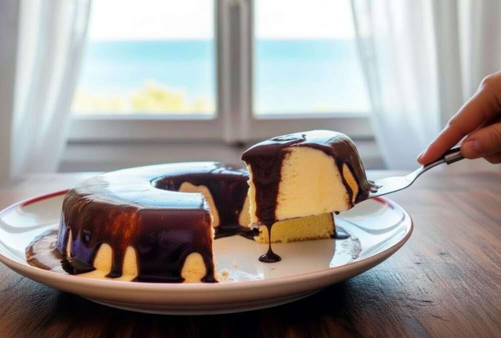 Sorvete de Creme com Calda de Chocolate