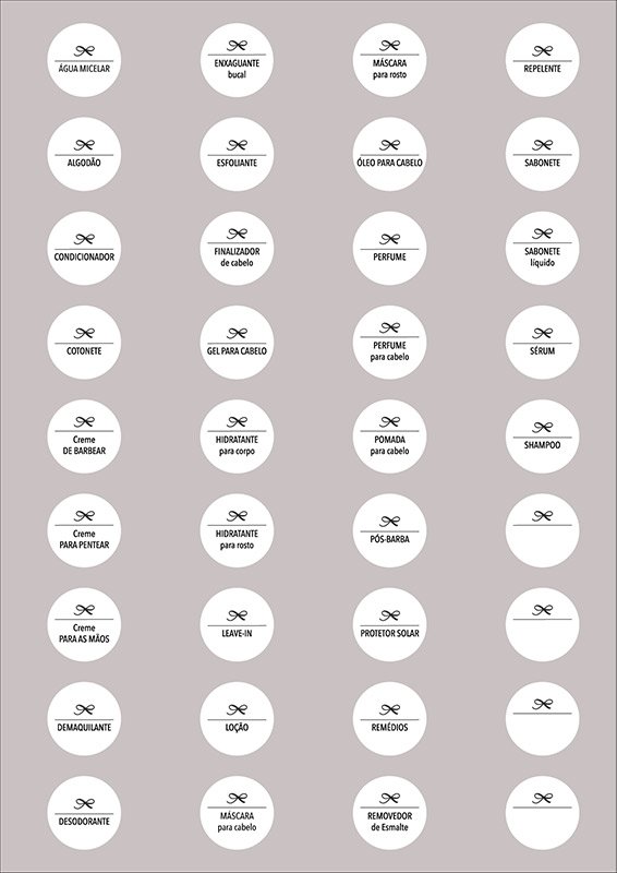 Etiquetas adesivas para potes de viagem: download gratuito