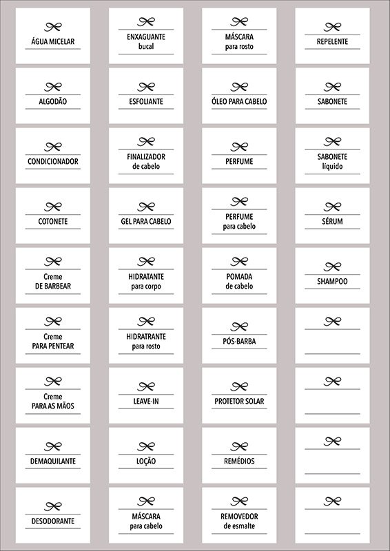 Etiquetas adesivas para potes de viagem: download gratuito