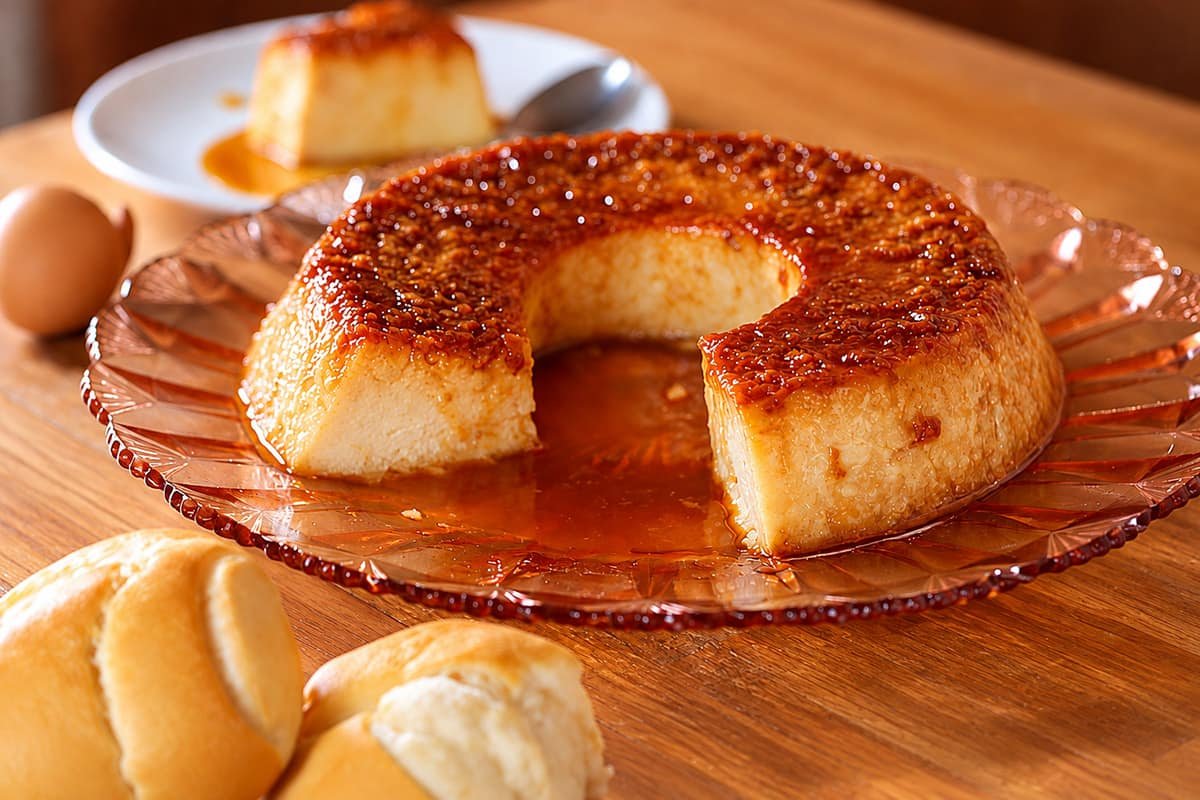 pudim de pão amanhecido com leite condensado