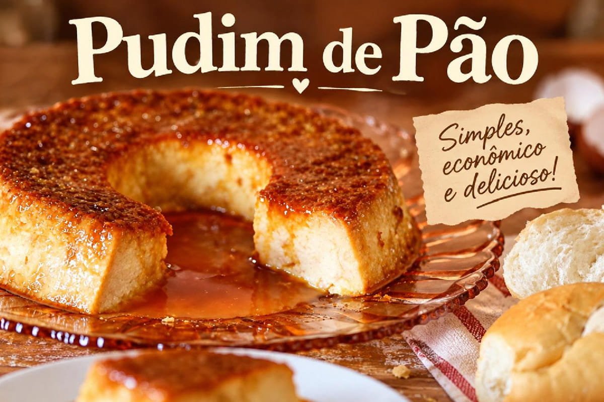 Pudim de pão com leite condensado e calda de caramelo